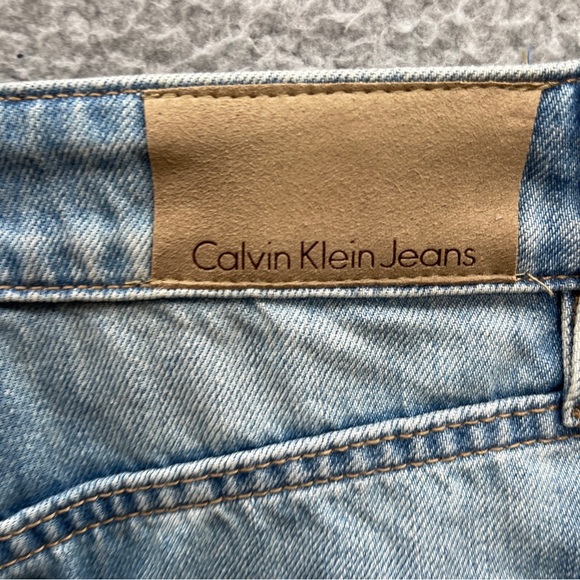 Calvin Klein denim mini skirt Size 30 w/pockets new w/tags distressed stone blue - Picture 12 of 14